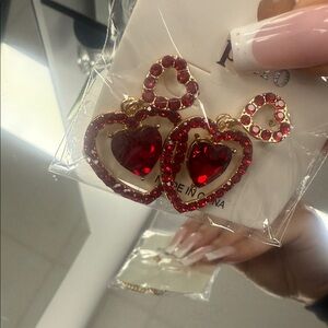 Elegant Red Heart Earrings